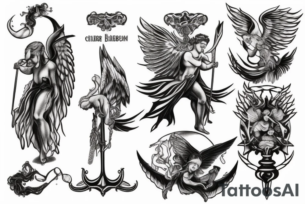 cherubim with a flaming sword tattoo idea