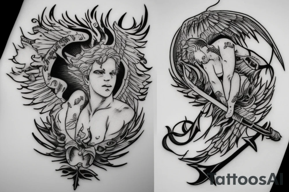 cherubim with a flaming sword tattoo idea