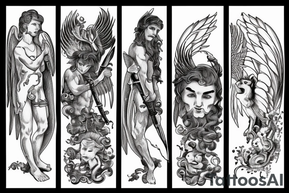 cherubim with a flaming sword tattoo idea