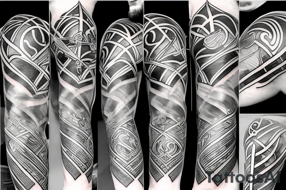 flaming sword with light rays surrounding tattoo idea
