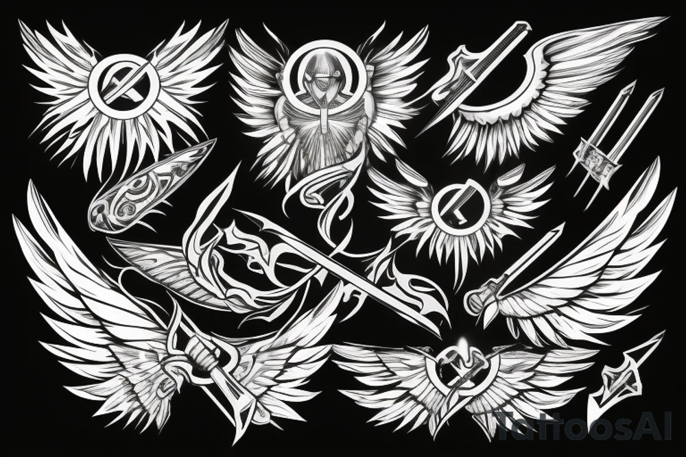 flaming sword angel wings and light rays surrounding tattoo idea flaming sword angel wings and light rays surrounding tattoo idea