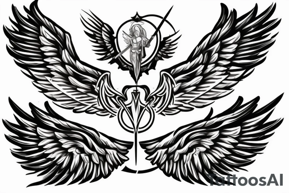 flaming sword angel wings and light rays surrounding tattoo idea flaming sword angel wings and light rays surrounding tattoo idea
