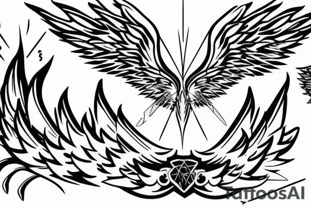 flaming sword angel wings and light rays surrounding tattoo idea flaming sword angel wings and light rays surrounding tattoo idea