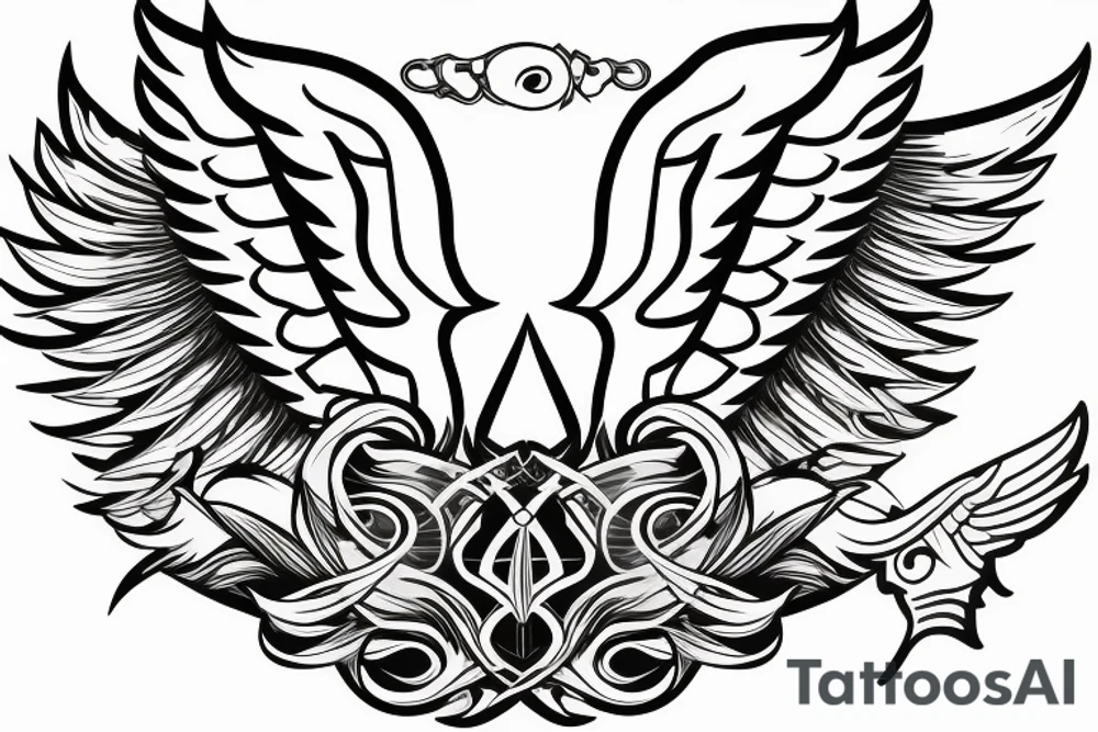 flaming sword angel wings and light rays surrounding tattoo idea flaming sword angel wings and light rays surrounding tattoo idea