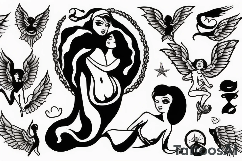 angel carrying a woman tattoo idea