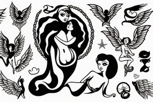 angel carrying a woman tattoo idea