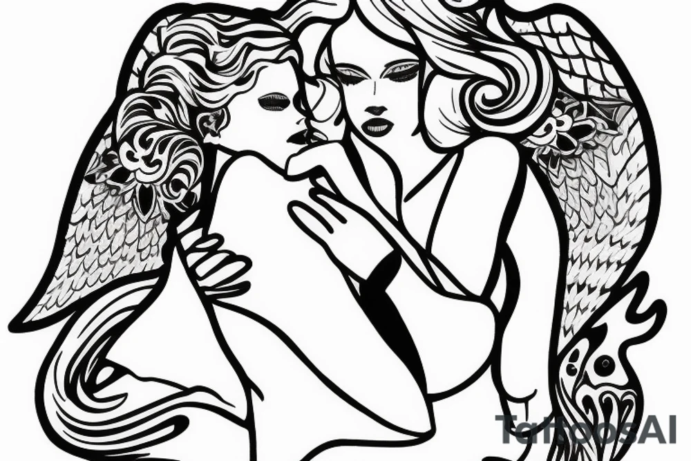angel carrying a woman tattoo idea