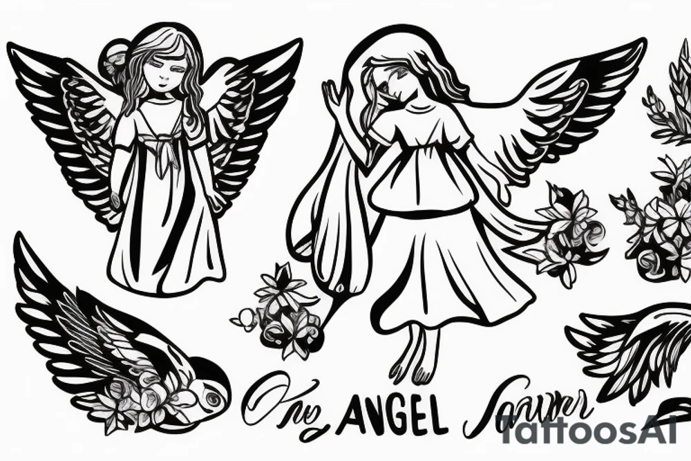 angel carrying a woman tattoo idea