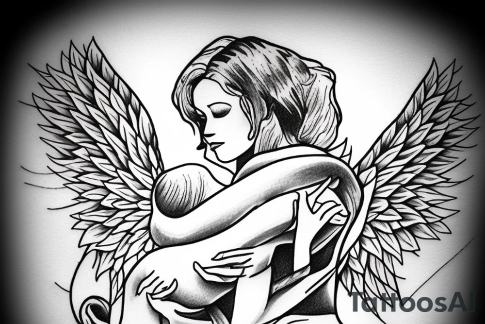 angel carrying a woman tattoo idea