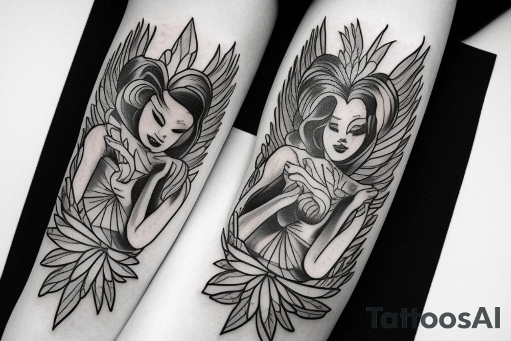 angel carrying a woman tattoo idea