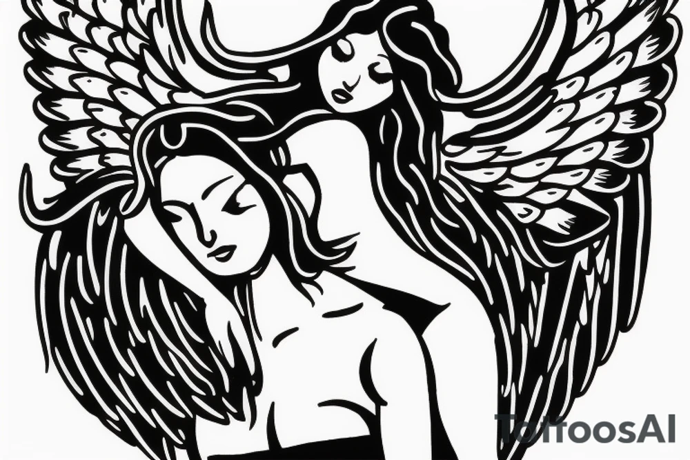 angel carrying a woman tattoo idea