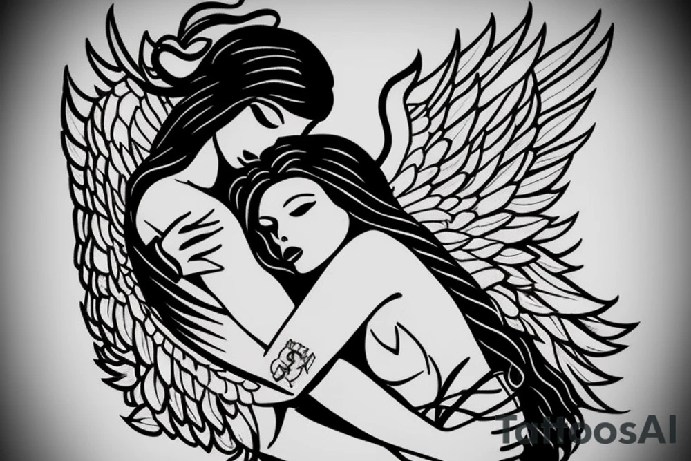 angel carrying a woman tattoo idea