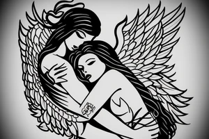 angel carrying a woman tattoo idea