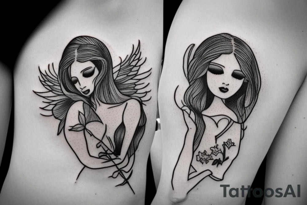 angel carrying a woman tattoo idea