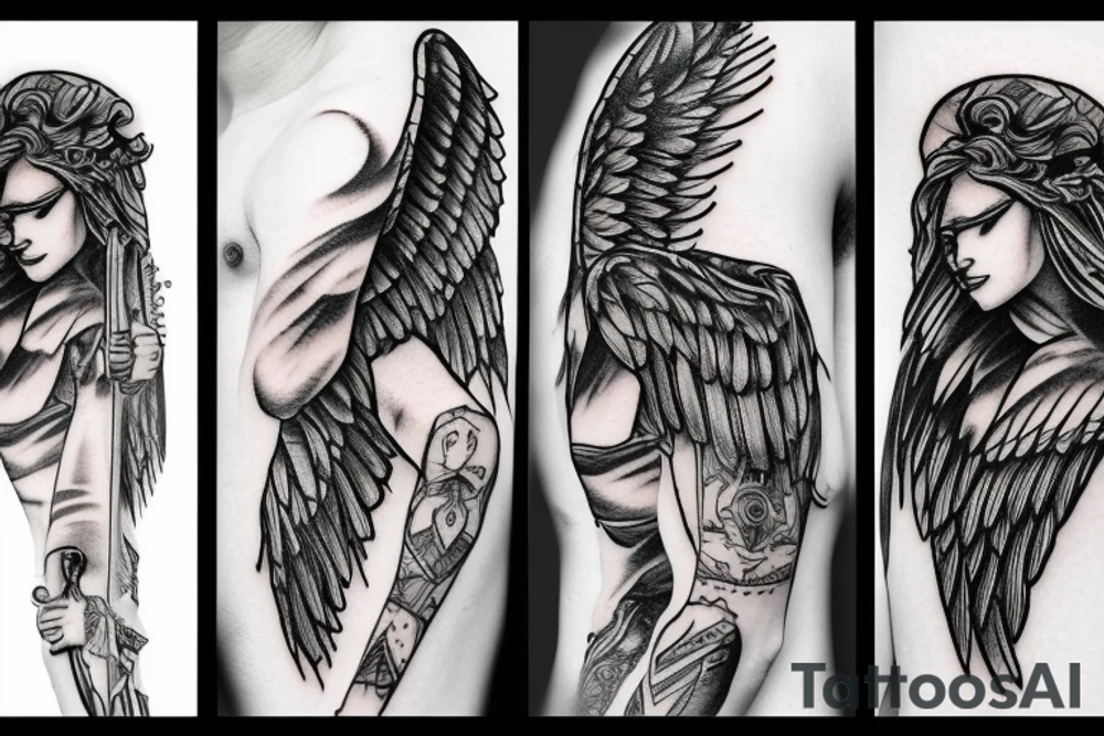 angel with sword tattoo idea