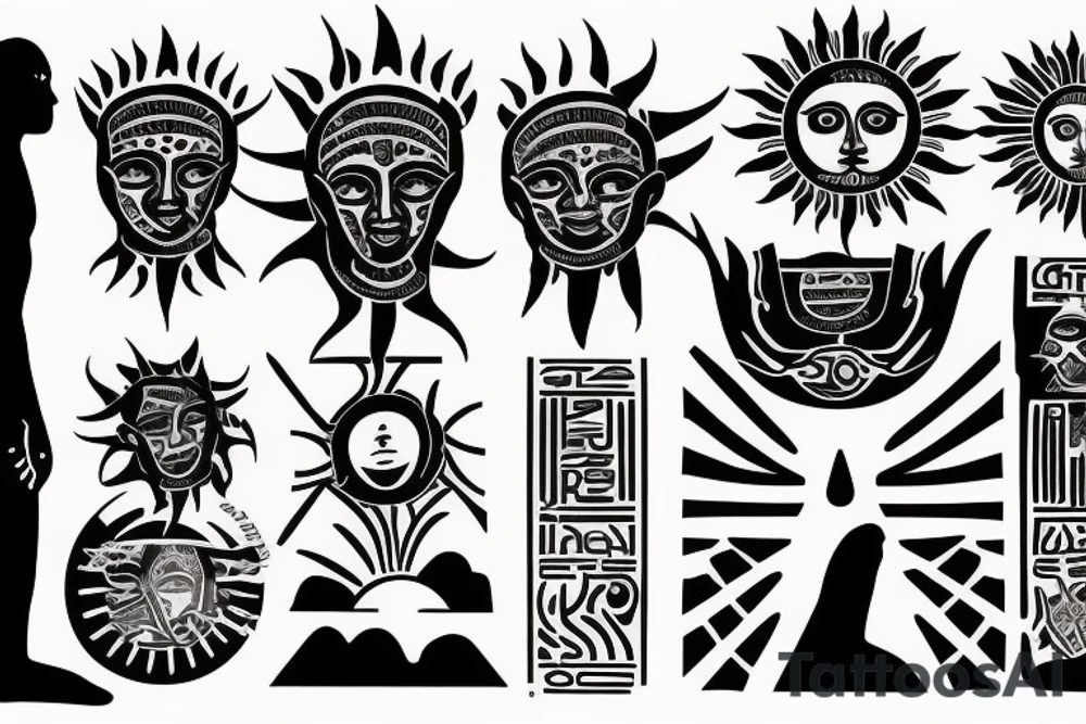 Sun God Ra ascending with a big S´sun in his background tattoo idea