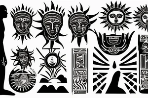 Sun God Ra ascending with a big S´sun in his background tattoo idea