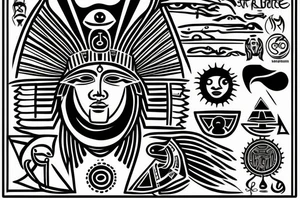 Sun God Ra ascending with a big S´sun in his background tattoo idea