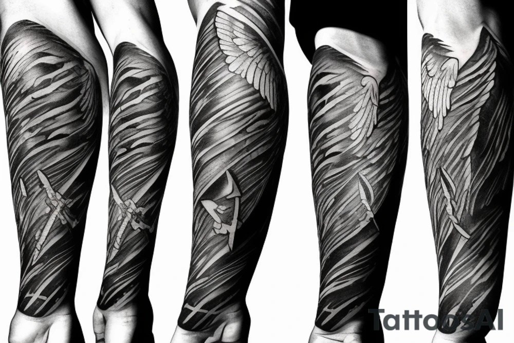 angel with sword tattoo idea