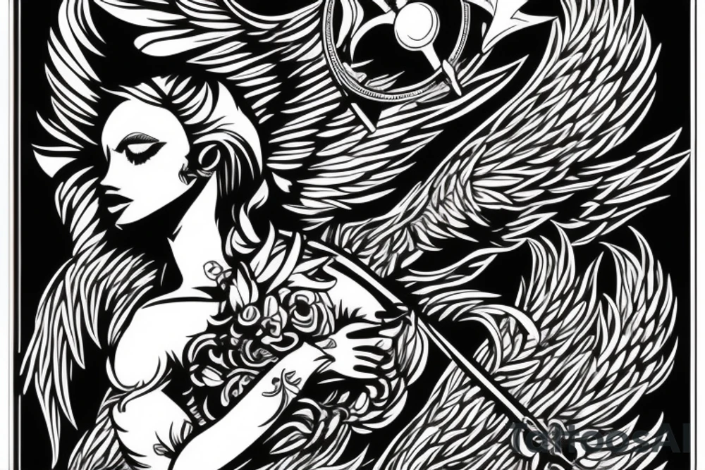 angel with sword tattoo idea