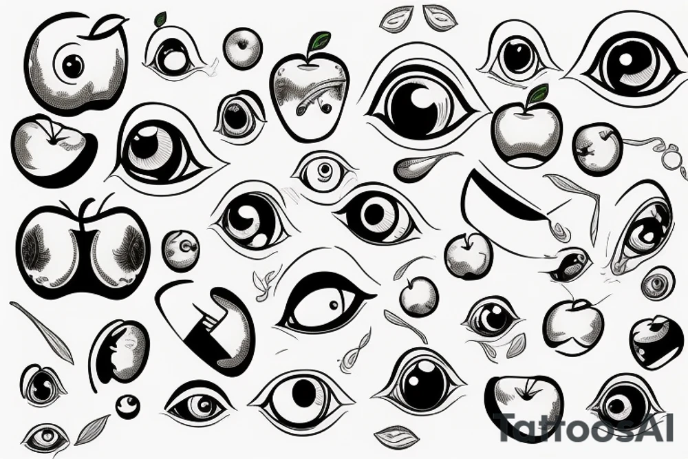 apple with eyeball tattoo idea