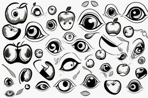 apple with eyeball tattoo idea