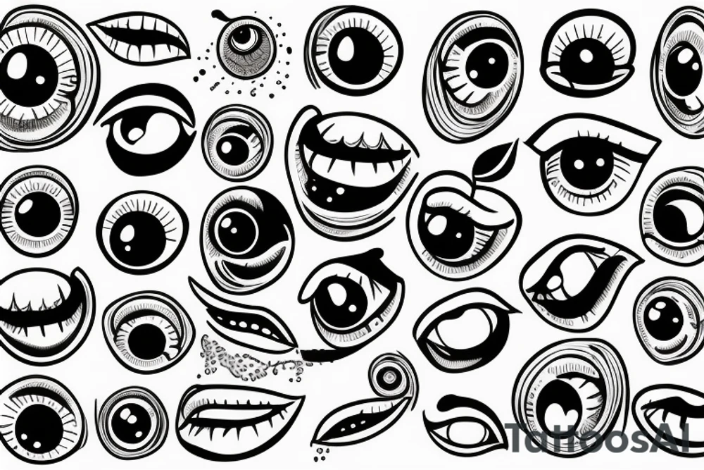 apple with eyeball tattoo idea