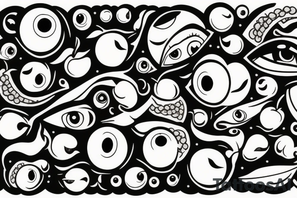 apple with eyeball tattoo idea