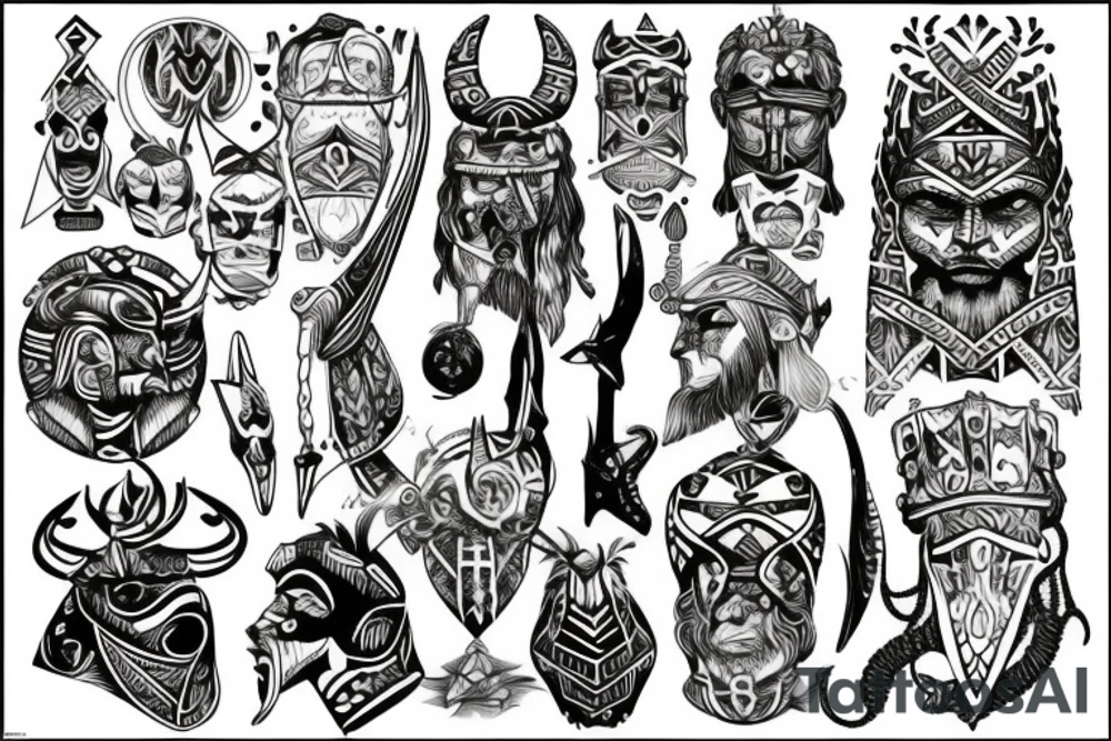 nordic, tribal, viking, neck tattoo idea