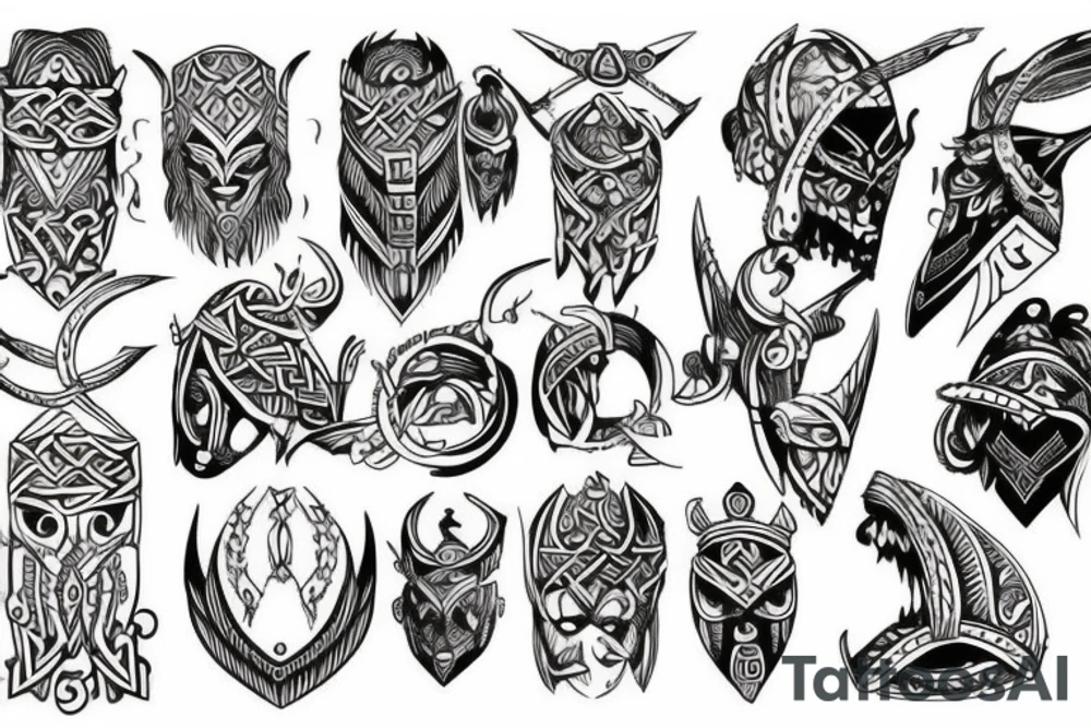 nordic, tribal, viking, neck tattoo idea