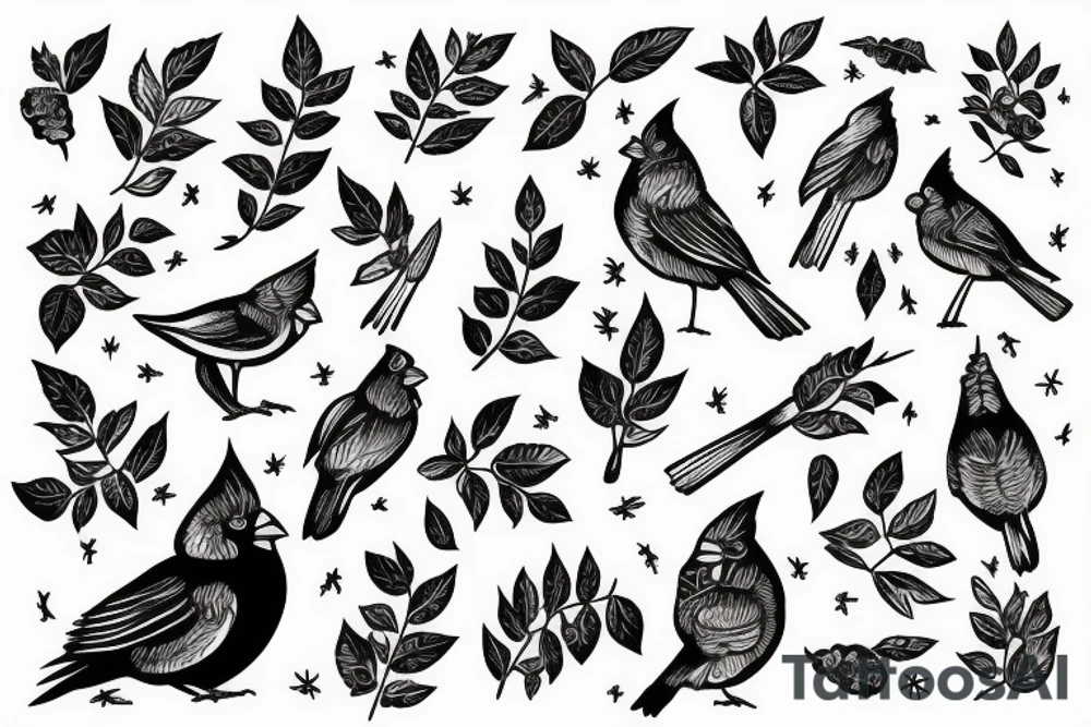 Cardinal with floral tattoo idea