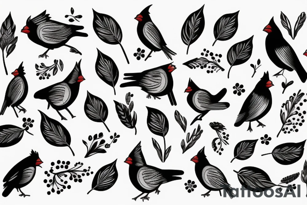 Cardinal with floral tattoo idea