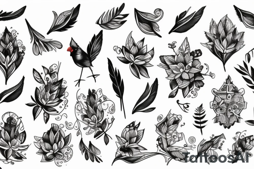 Cardinal with floral tattoo idea