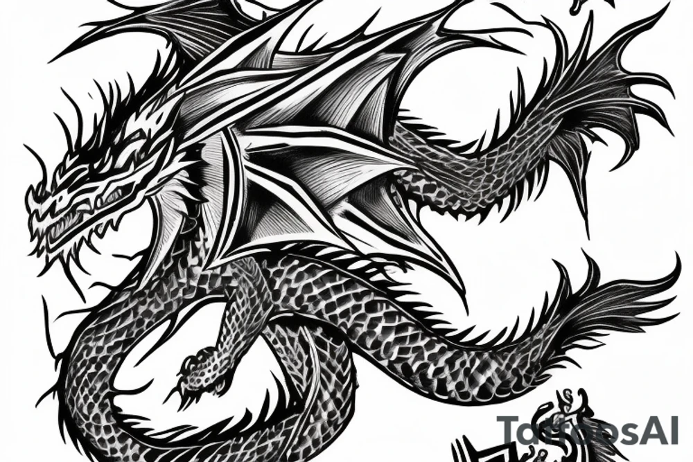 dragon with AK47 tattoo idea