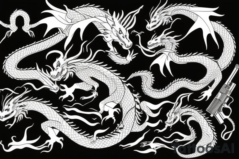 dragon with AK47 tattoo idea