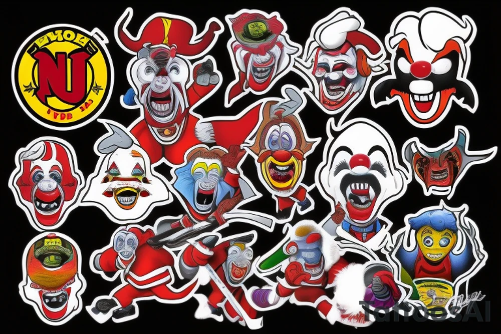 Killer Klowns From Outerspace meets the New Jersey Devils hockey team tattoo idea