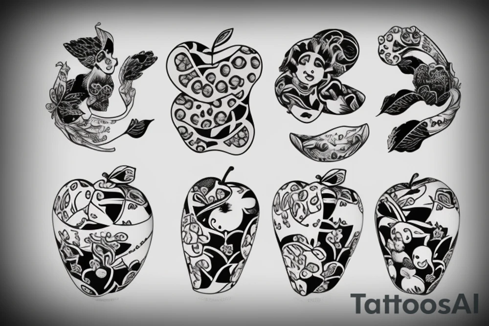 3d apple tattoo idea