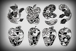 3d apple tattoo idea