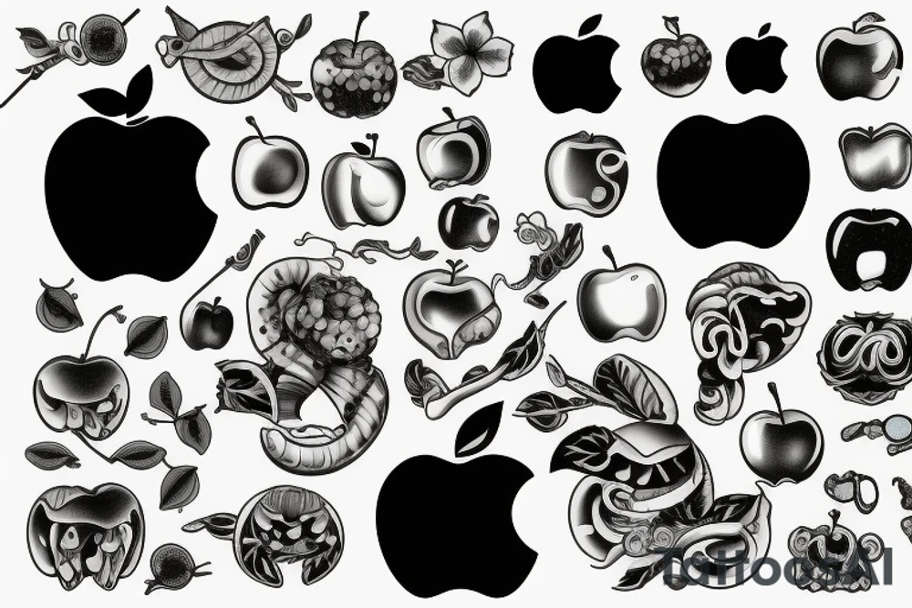 3d apple tattoo idea