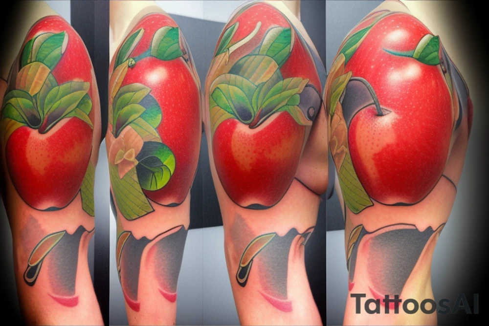3d apple tattoo idea