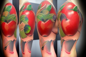 3d apple tattoo idea