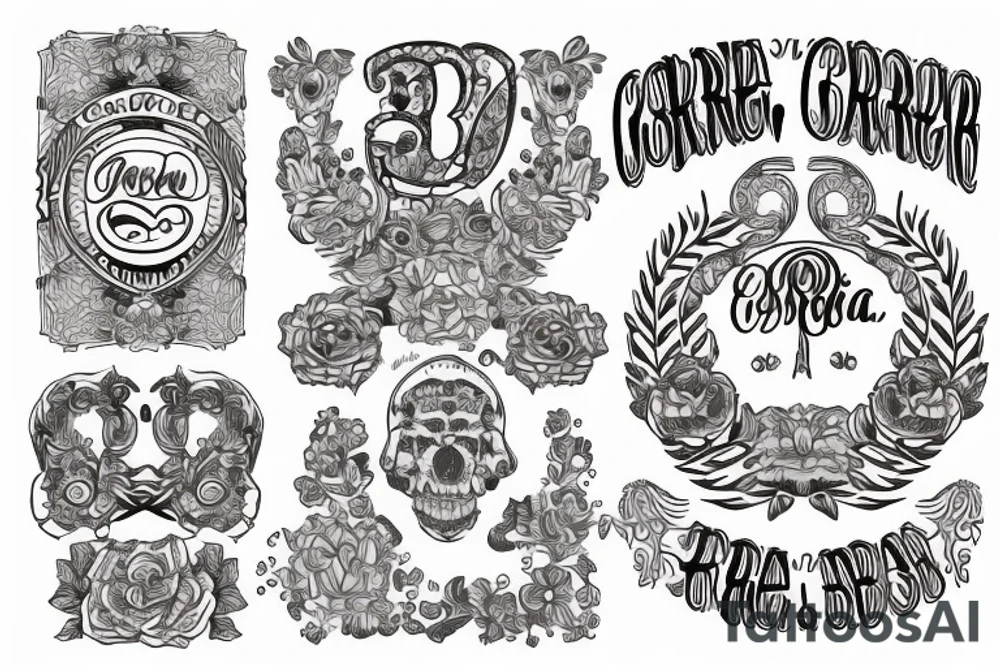 Pattern incorporating three names: George, Cora, and Carr tattoo idea