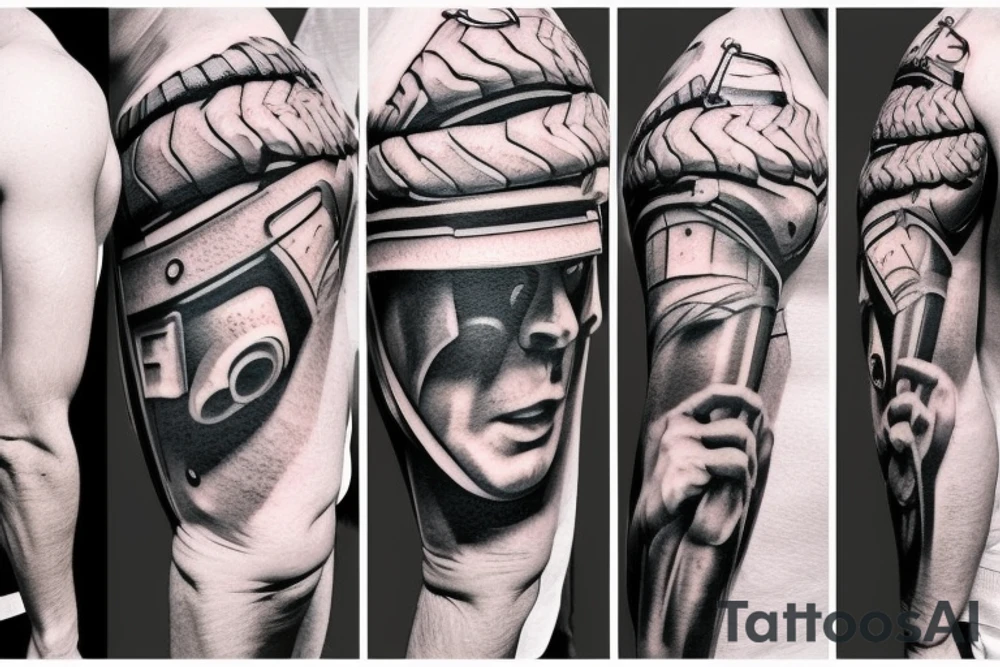 Baseball player with big muscles tattoo idea