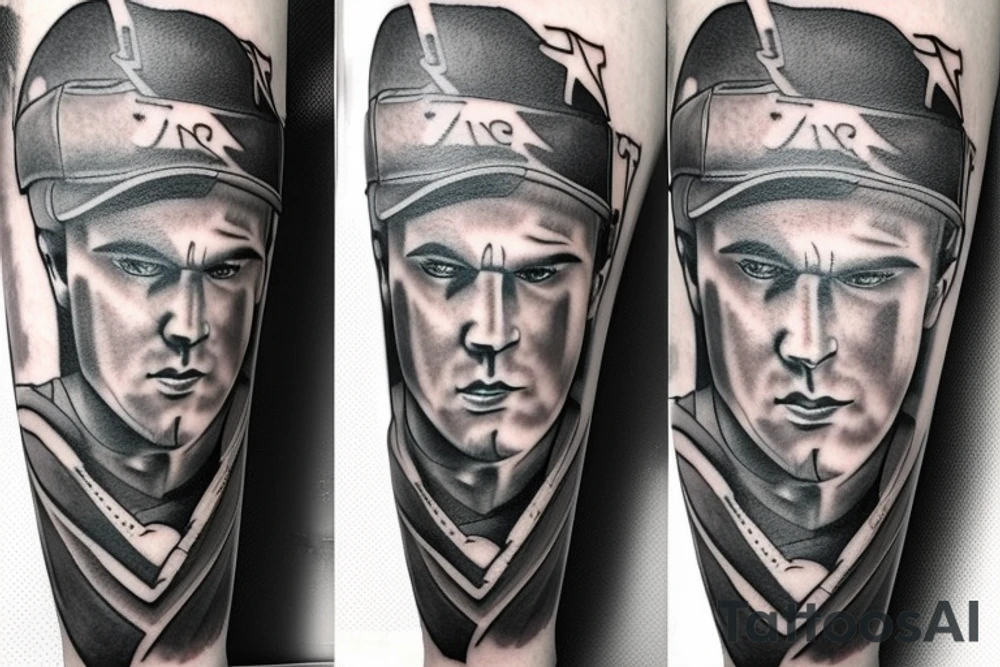 Baseball player with big muscles tattoo idea