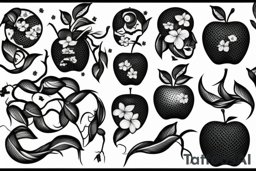 3d apple tattoo idea