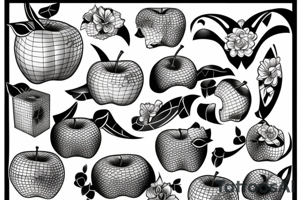 3d apple tattoo idea