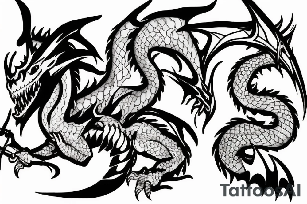 Dragon with sharp teeth tattoo idea
