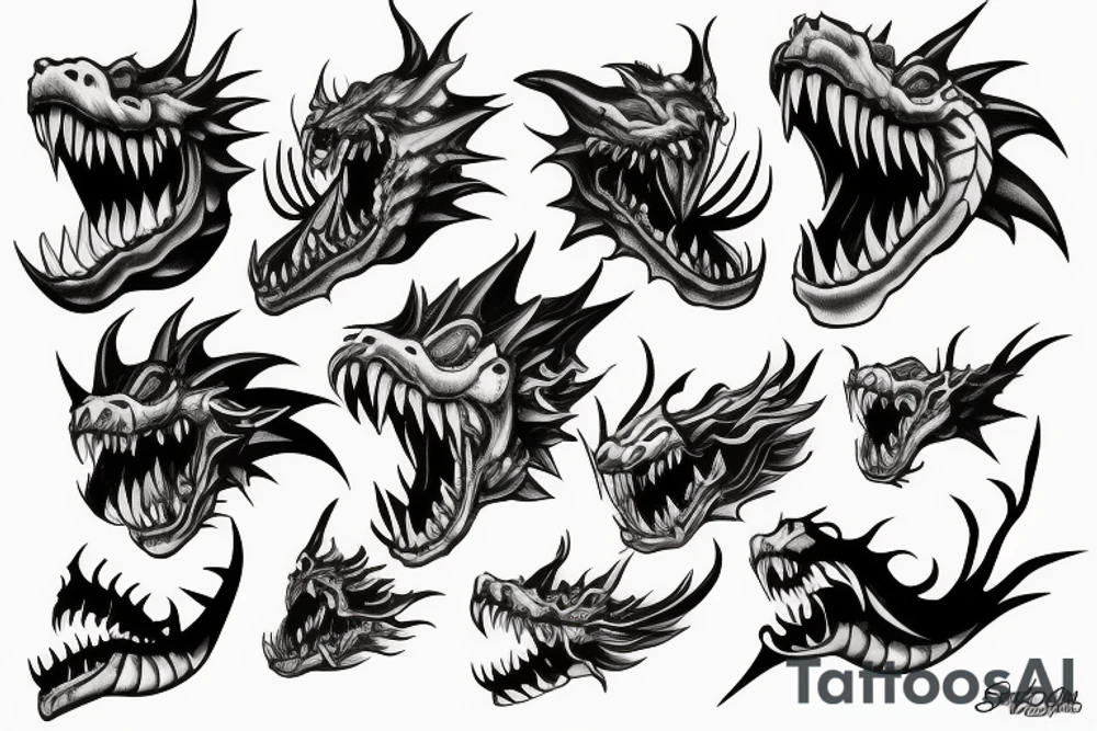 Dragon with sharp teeth tattoo idea