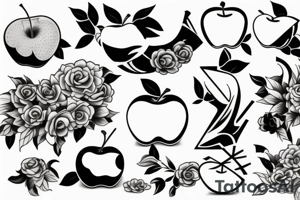 3d apple tattoo idea