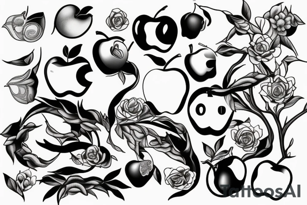 3d apple tattoo idea